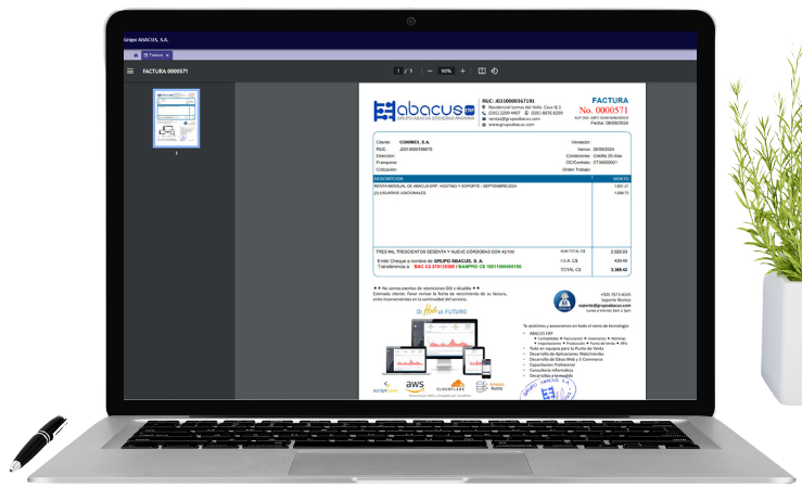 Factura impresa desde ABACUS ERP