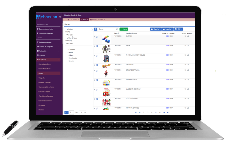 Catálogo de artículos en ABACUS ERP