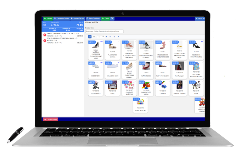 Pantalla del punto de venta de ABACUS ERP